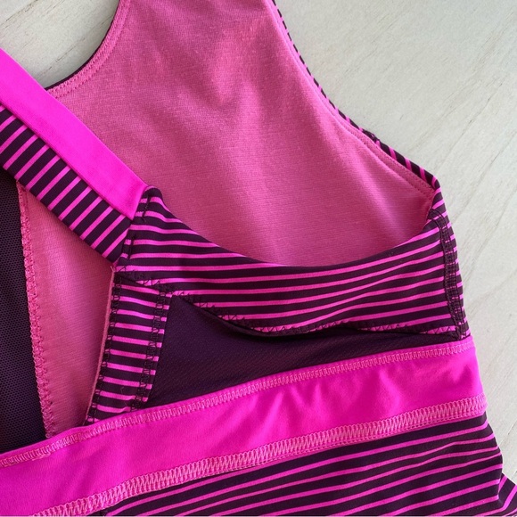 Lululemon Stuff Your Bra Tank II Hyper Stripe, Hot Pink/Maroon, Size M/L - Picture 8 of 15